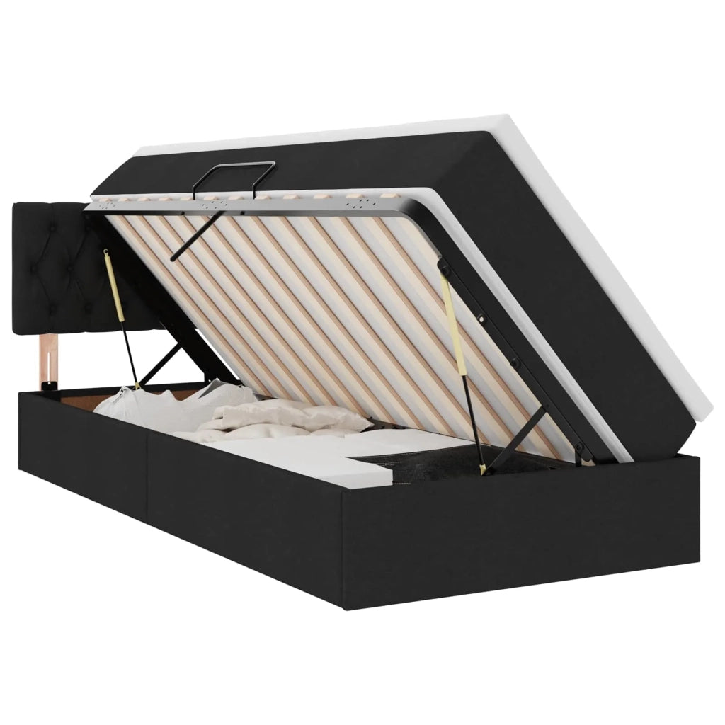 Letto con contenitore e materasso Nero 100 x 200 cm