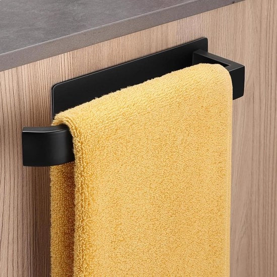 Supporto asciugamano adesivo in acciaio inossidabile nero opaco 24 cm