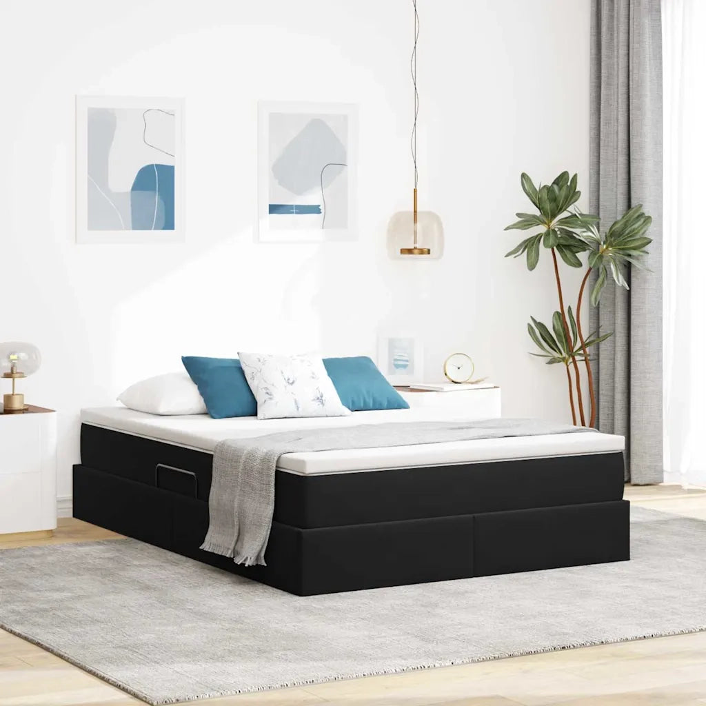 Letto con contenitore e materasso Nero 140 x 200 cm Velluto