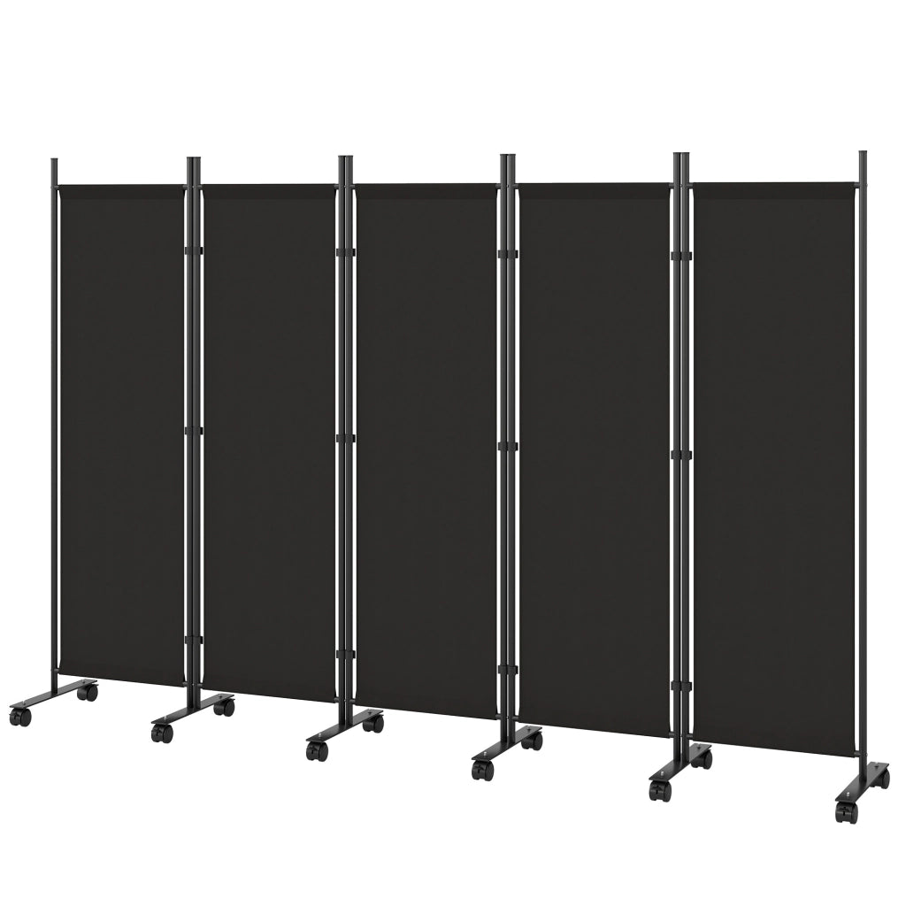 Divisorio Decorativo 5 Pannelli ¨C Xylo ¨C Acciaio Nero con Ruote