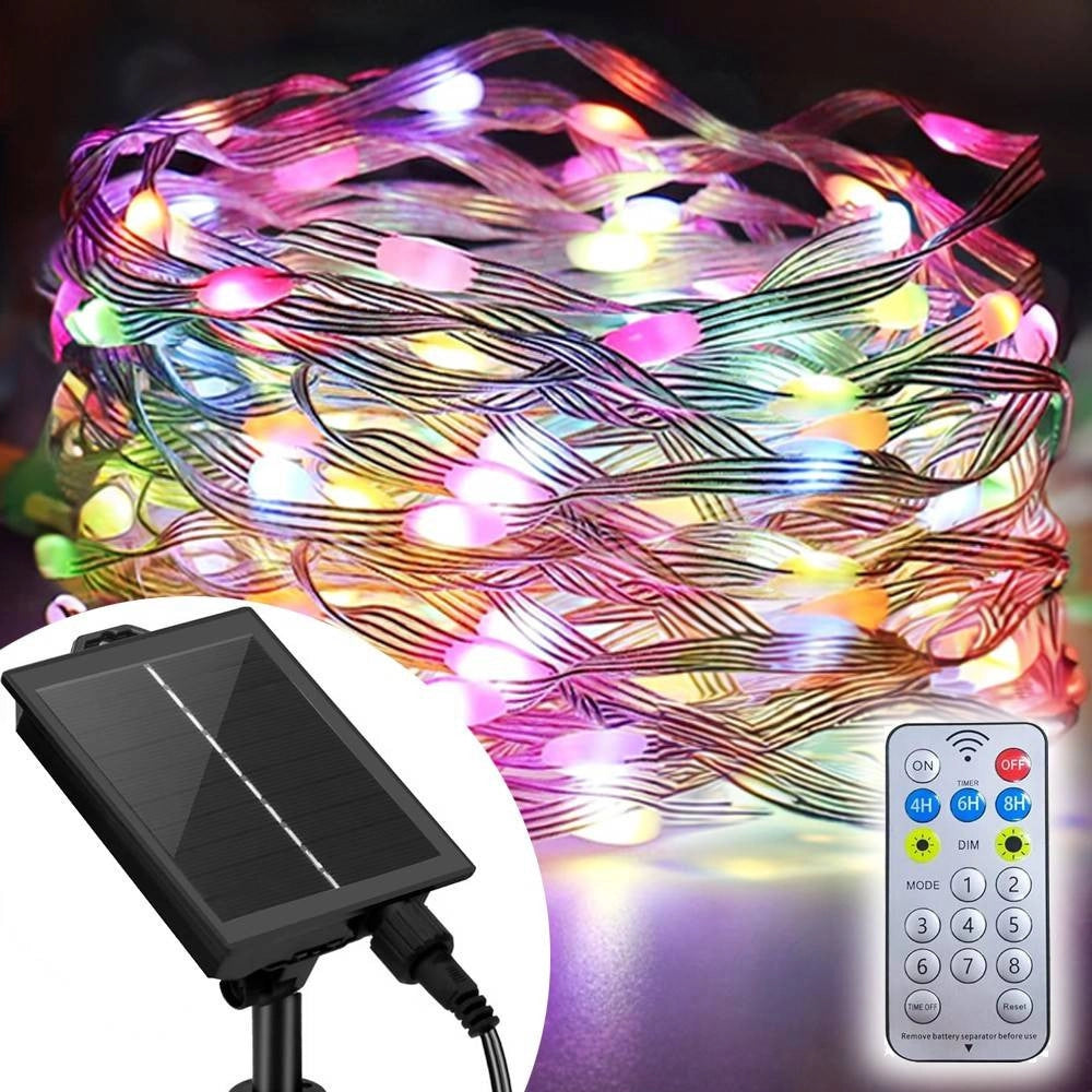 Trade Shop - Catena Luminosa Microled Da 10mt 100led Con Pannello Solare Ricaricabile Esterno -