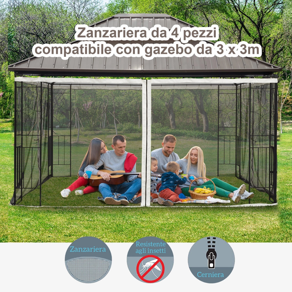 Zanzariera per Gazebo ¨C Minimal ¨C Nero e Beige 335x207cm