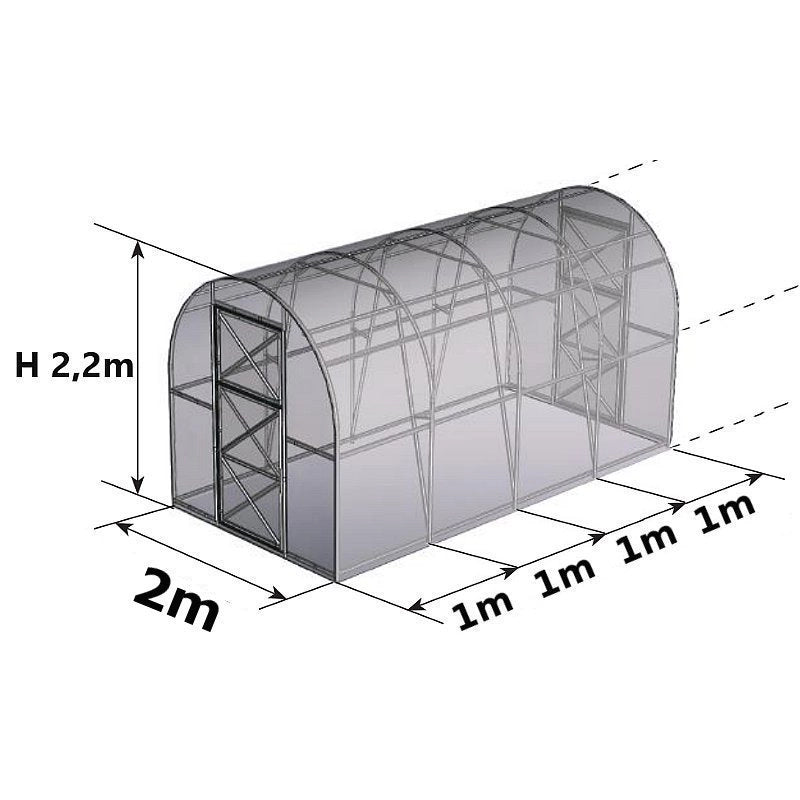 Serra Compact 2x6m con copertura policarbonato alveolare 4mm