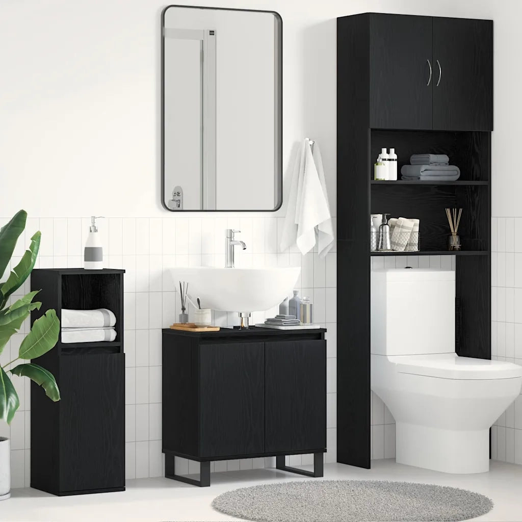 Armadio per Lavabo da Bagno Rovere Nero 58 x 33 x 60 cm 862889