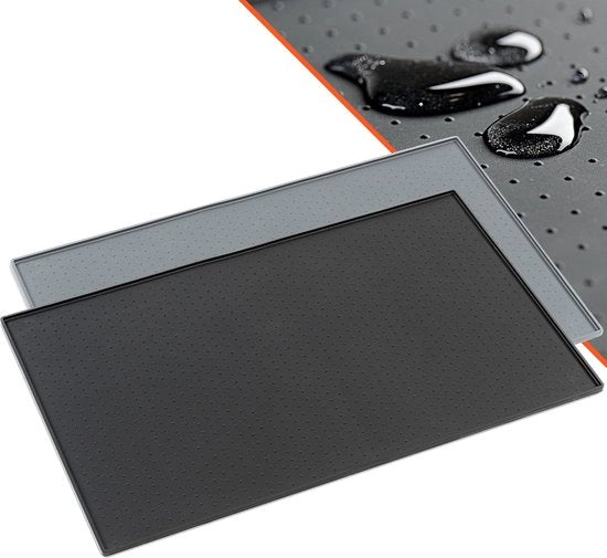 Mat anti-slip e idrorepellente per gatti o cani con bordo per ciotole di cibo e acqua.