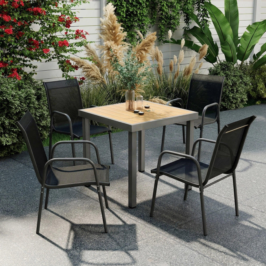 Sedia da pranzo con braccioli ¨C Minimal ¨C set 4 pezzi, impilabile, esterno, nero