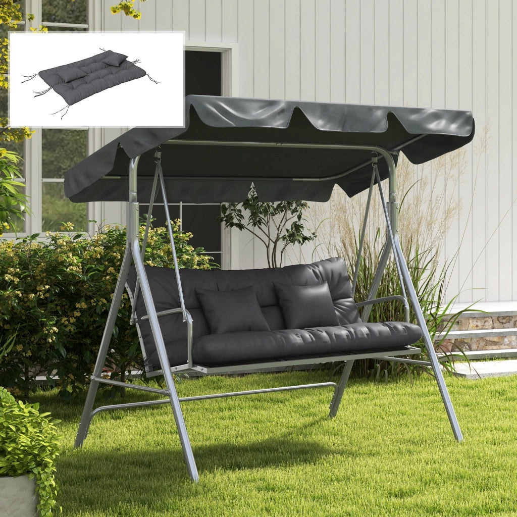 Set 4 Cuscini da Giardino con Imbottitura ¨C Minimal ¨C Poliestere Grigio Carbone