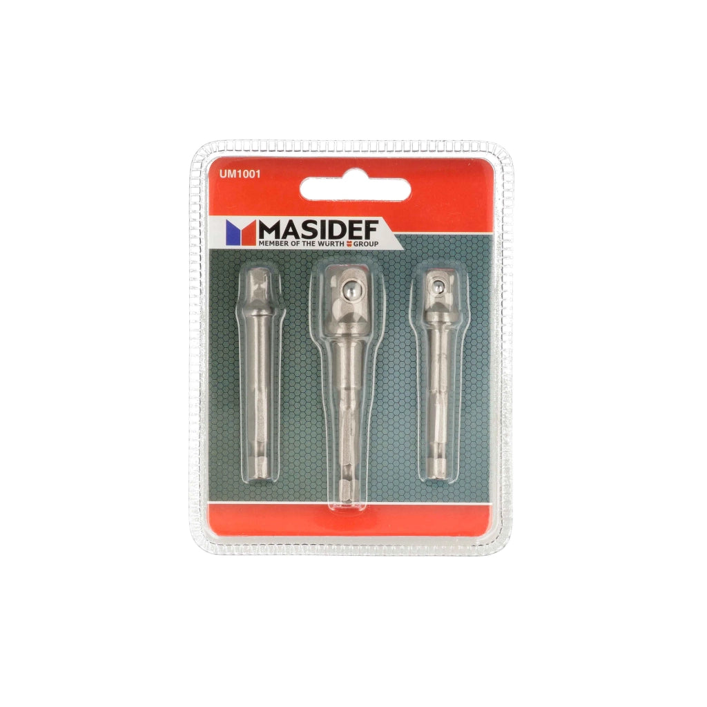 Adattatori da 50 mm. con attacco 1/4” per 1/4” 3/8” 1/2” 3 pz.