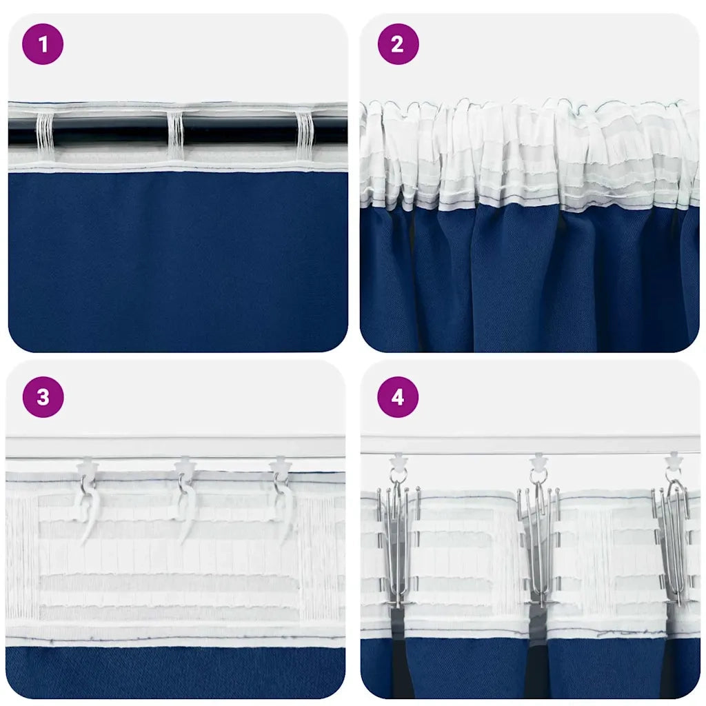 Tende Blackout con Anelli 2 pcs Blu Scuro 175 x 140 cm 4107474