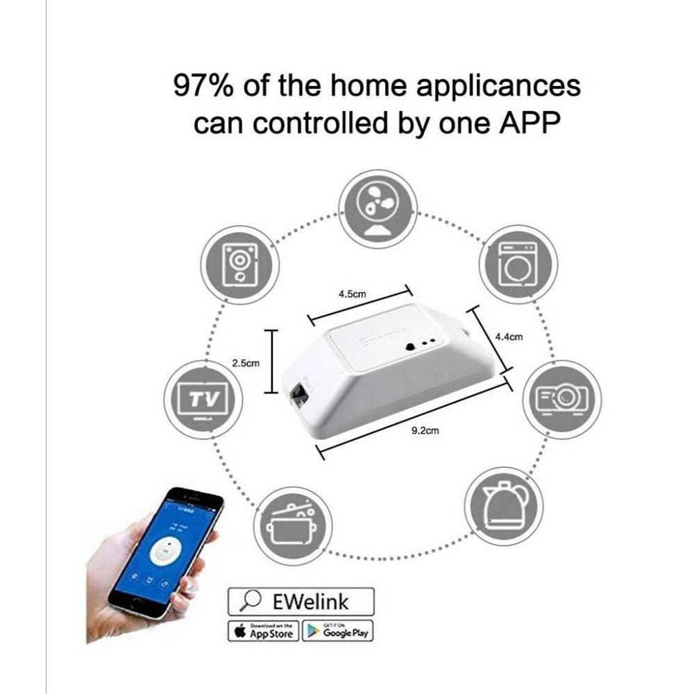 Trade Shop - Interruttore 10a Wifi Sonoff Casa Compatibile Amazon Alexa Google Home Basicr3 -