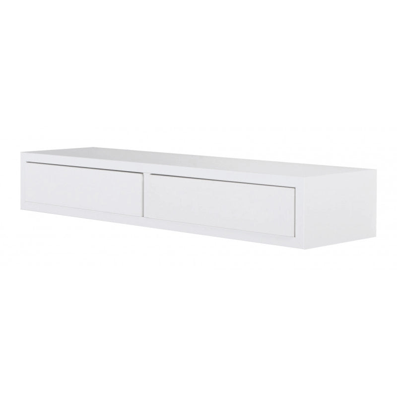 Mensola da Muro con Cassetto, Comodino Sospeso, Mensola da Parete, Bianco, 88,2x13,4 p23,7 cm - Domino Maxi