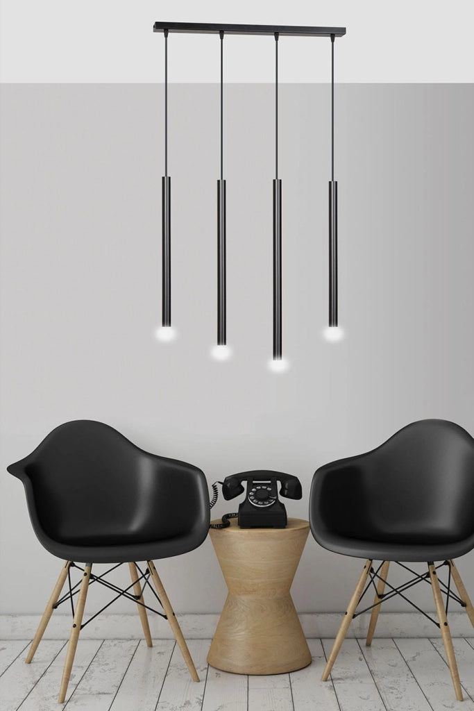Lampadario Emibig Selter 4xG9 nero regolabile 120cm