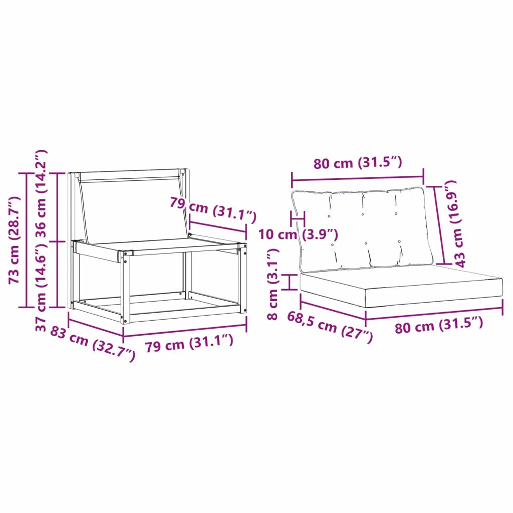 Set di divani da esterno con cuscino 3 pcs Naturale e Nero 3369155