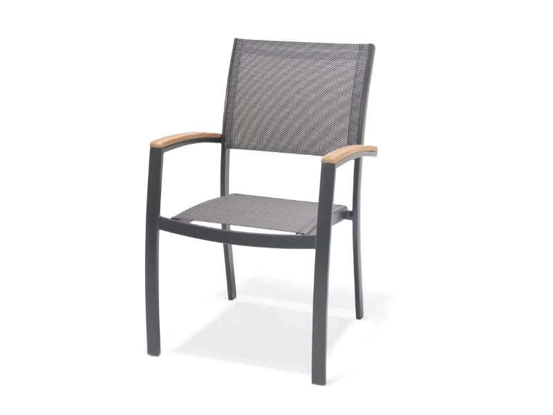 Essence - sedia da giardino - ALU con braccioli in teak