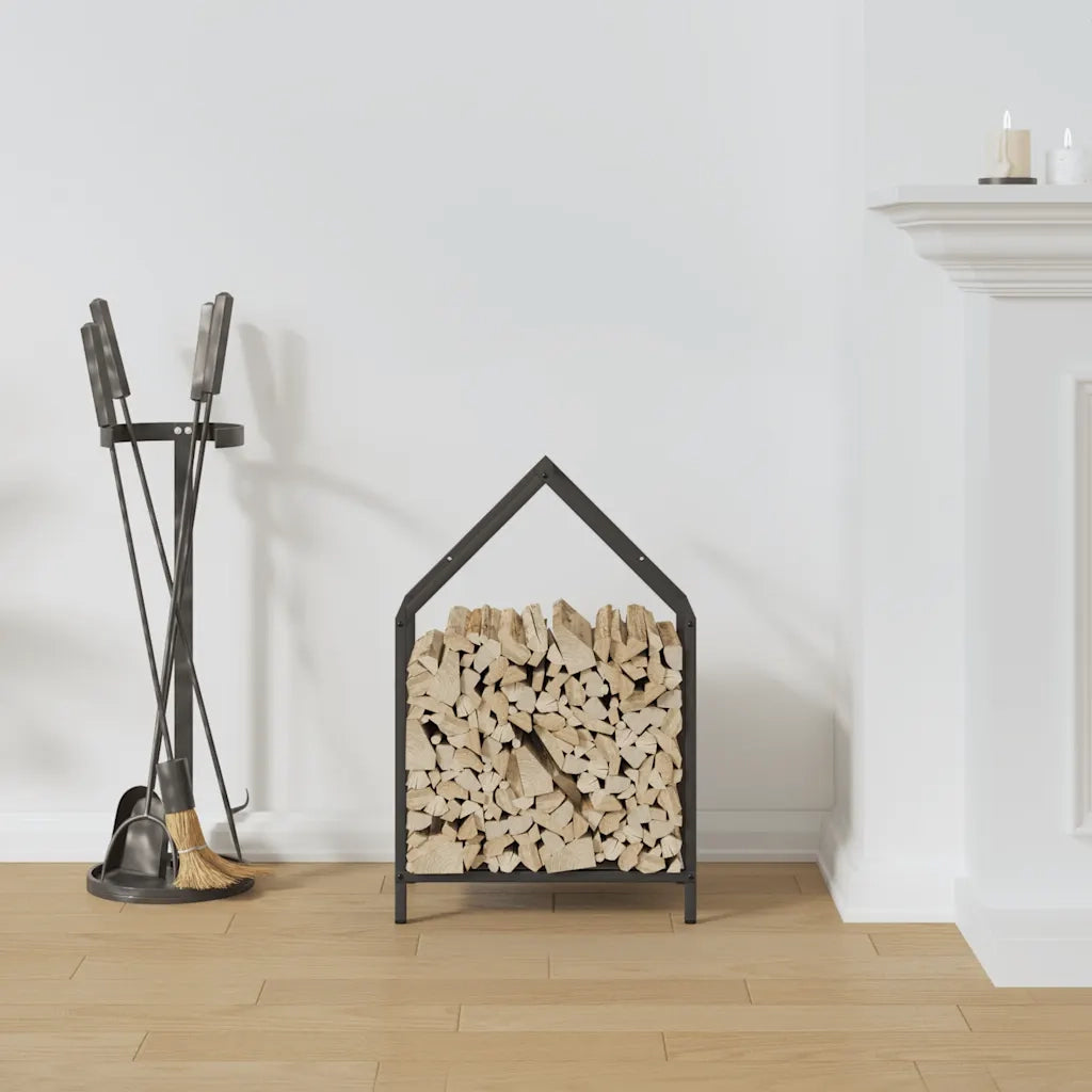 Rastrelliera per Legna da Ardere Nera 40x25x60 cm 864291