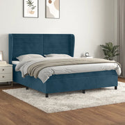 Giroletto a Molle con Materasso Blu Scuro 160x200 cm in Velluto 3129283