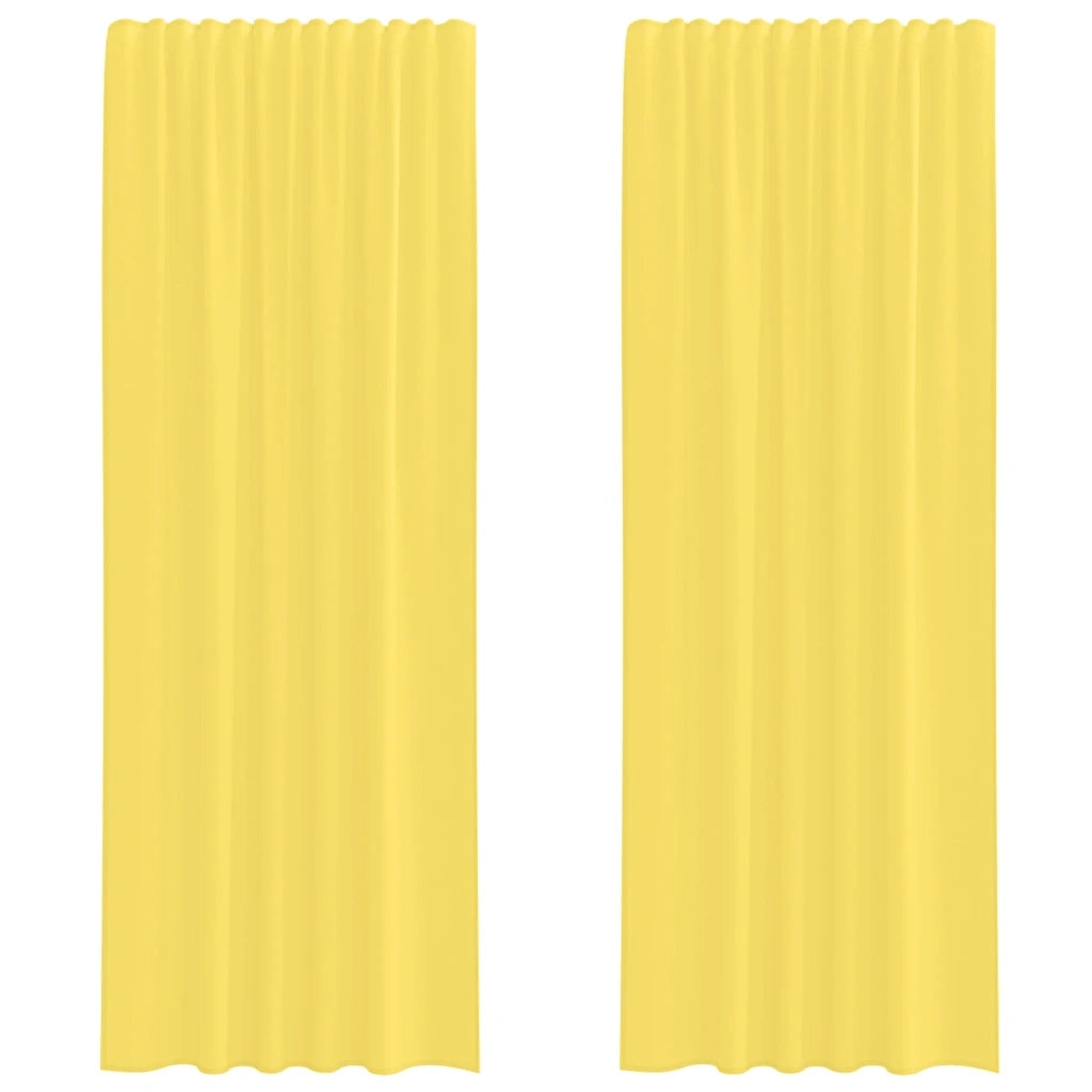 Tende in Voile con Tasche per Aste 2 pz Giallo
