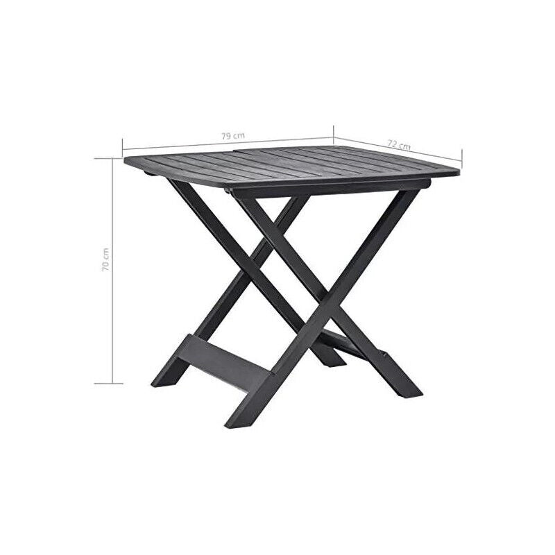 MAURY'S TAVOLO ANIENE PIEGHEVOLE DA ESTERNO  80X72X70 CM IN COLORE ANTRACITE