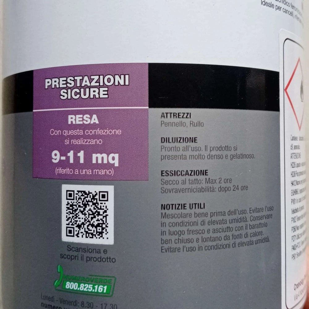 Manoantica gel grana fine 750ml smalto ferro micaceo in varie colorazioni, colori manoantica marrone scuro