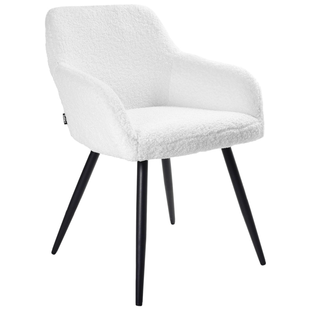 Set di 2 sedie imbottite in tessuto bouclè bianco sporco con gambe in metallo soggiorno cucina