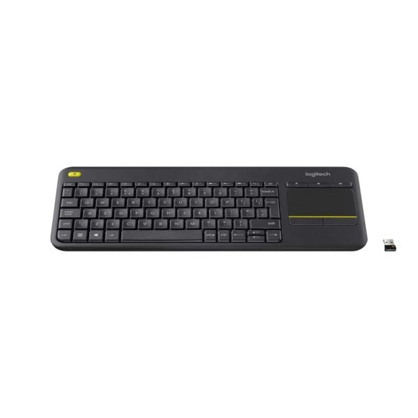 Logitech k400 plus tastiera wireless touch tv, facili controlli multimediali e touchpad integrato, tastiera htpc per tv collegata al pc, windows, android, chrome os, laptop, tablet - 920-007135