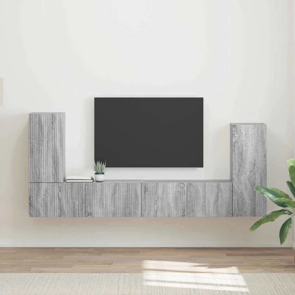 Set mobile TV 4 pcs Grigio Sonoma Legno multistrato 3409120