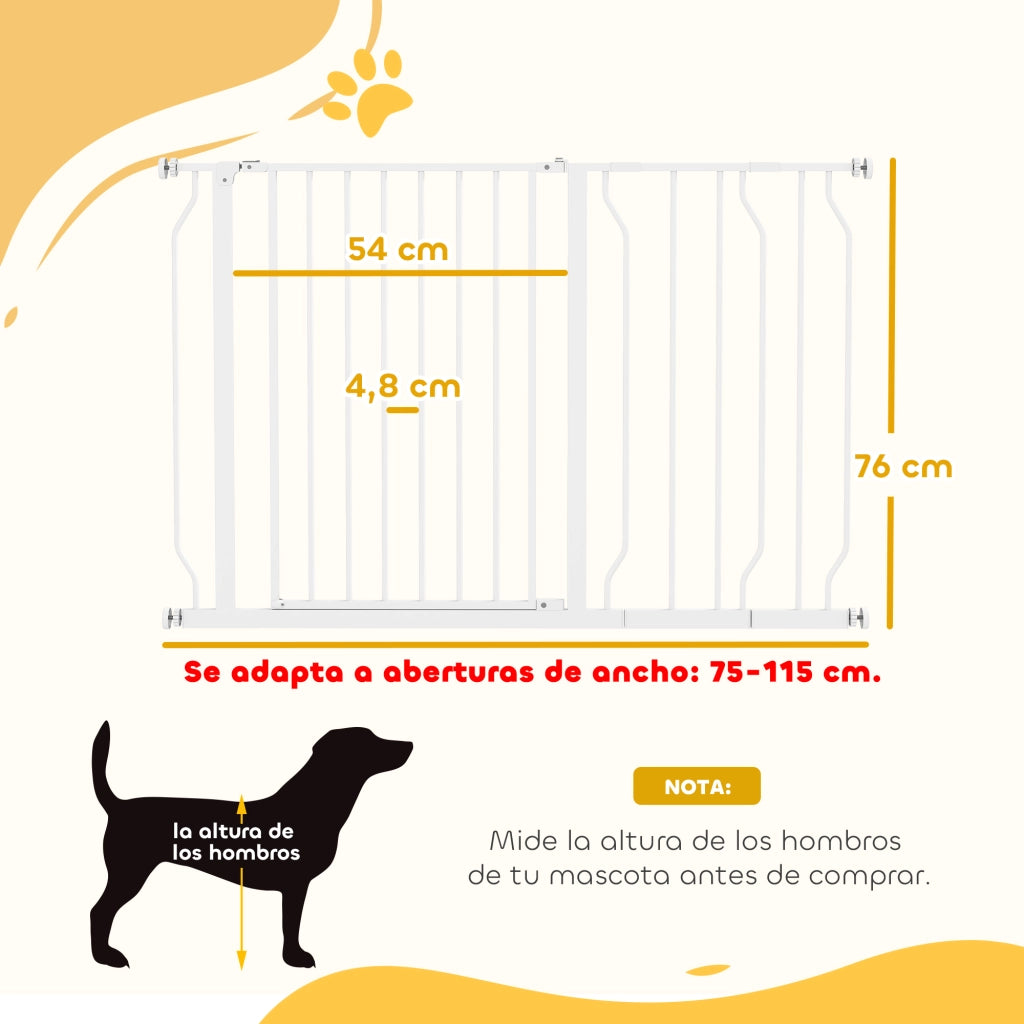 Cancello Sicurezza per Cani Estensibile 75-115 cm ¨C zephmum ¨C Bianco