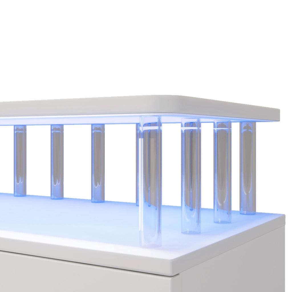 Credenza con 4 cassetti; 2 ante e LED - per soggiorno - 160×40×75 cm - bianca