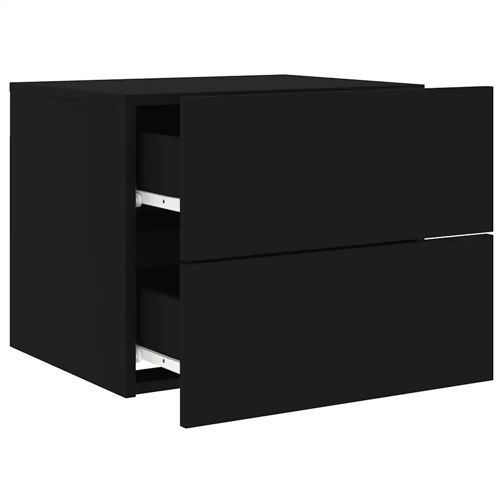 Comodino a Parete con Luci LED Nero 836814