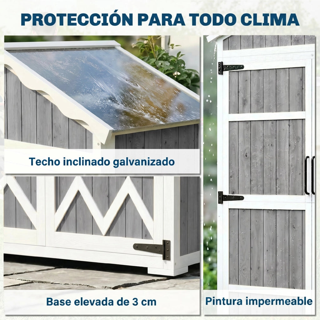 Armadio da Giardino in Legno ¨C Minimal ¨C Grigio 105x55x179 cm