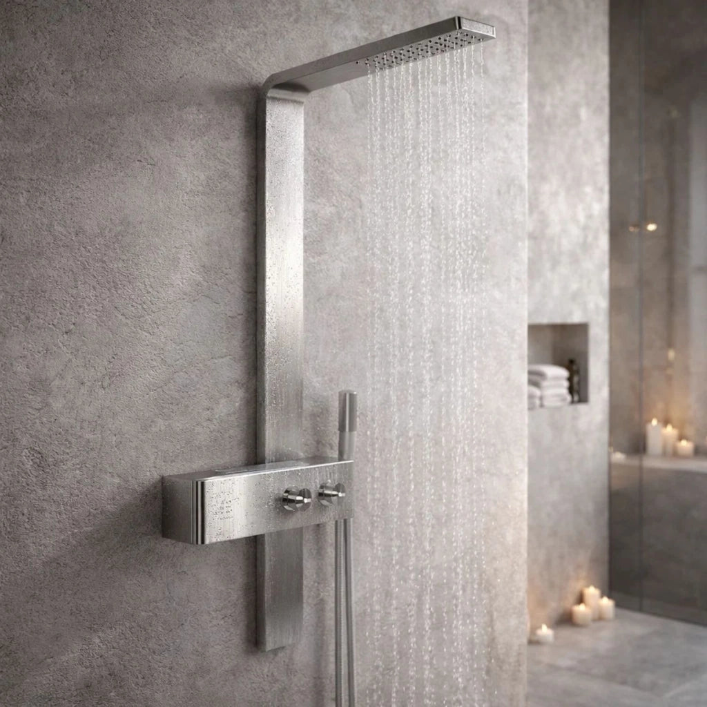 Colonna doccia 016 acciaio inox incasso spazzolato 2 funzioni top l50xp47xh130
