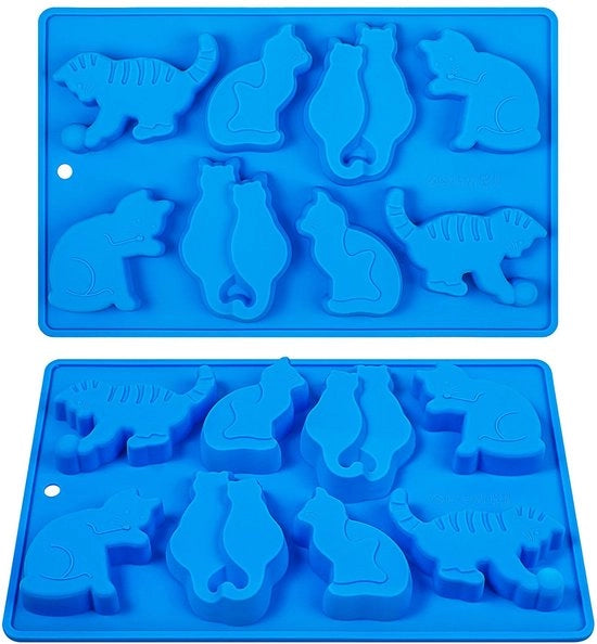 Due forme di gatto in silicone per ghiaccio