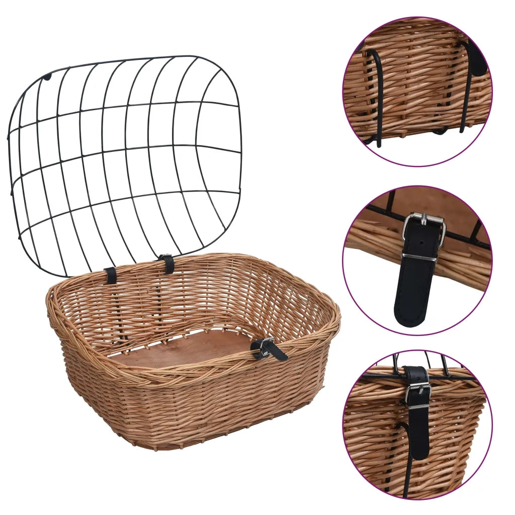 Cestino Anteriore Bici con Copertura 50x45x35cm Salice Naturale CFW6255618