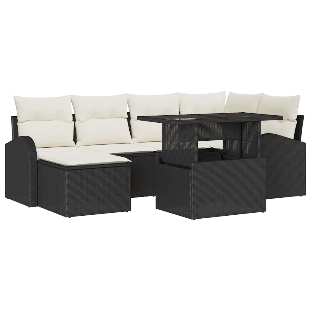 Set Divano da Giardino con archiviazione 7 pcs Nero Poly Rattan 3357410
