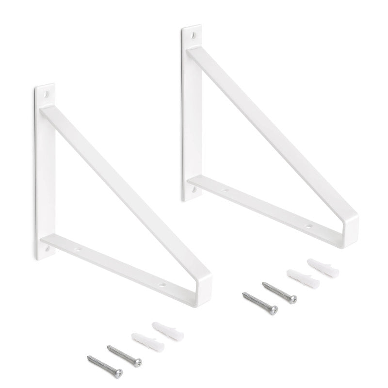 Set di supporti per mensole in legno Shelf con forma triangolare, Acciaio, Verniciato nero