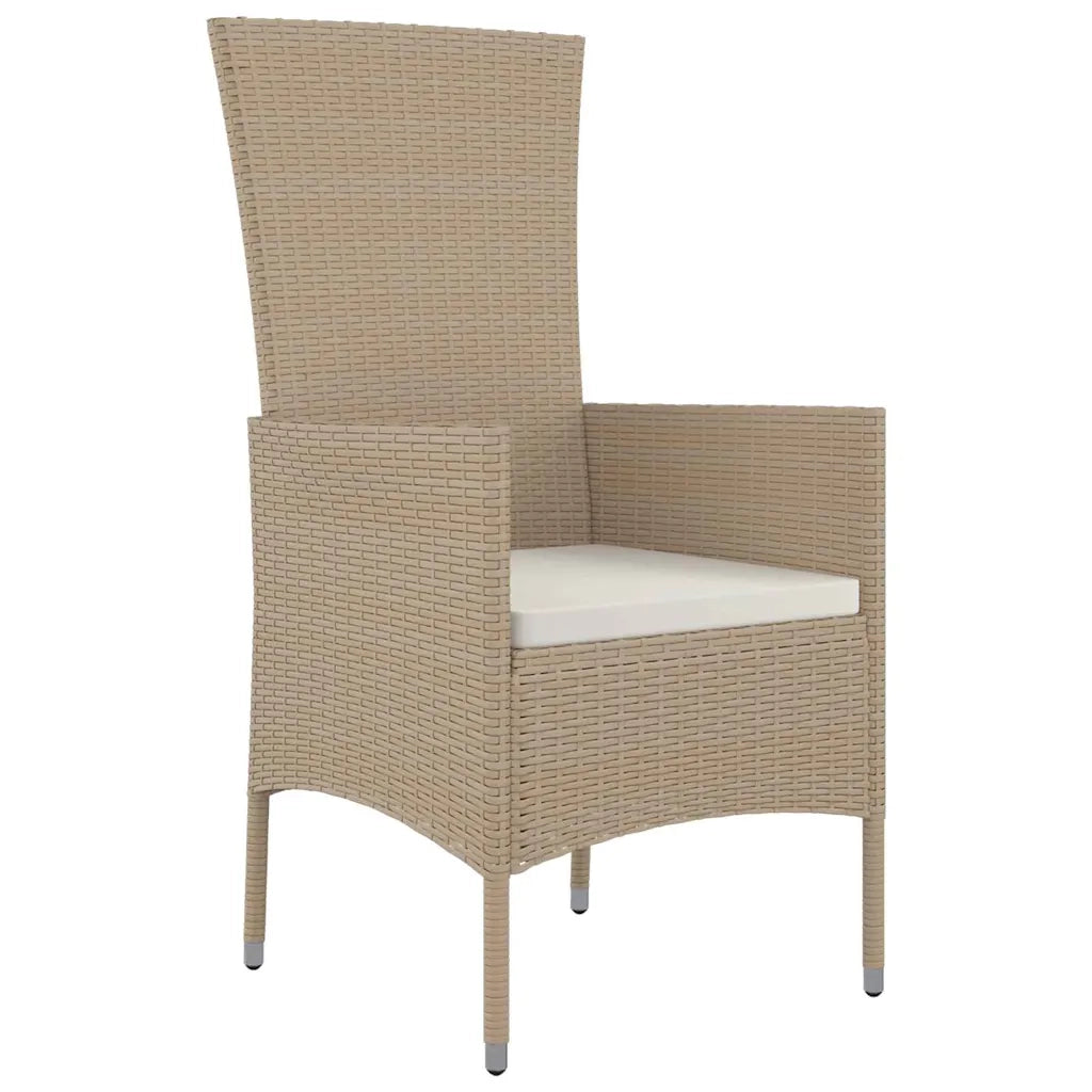 Set da Pranzo per Giardino con cuscino 5 pcs Beige polyrattan