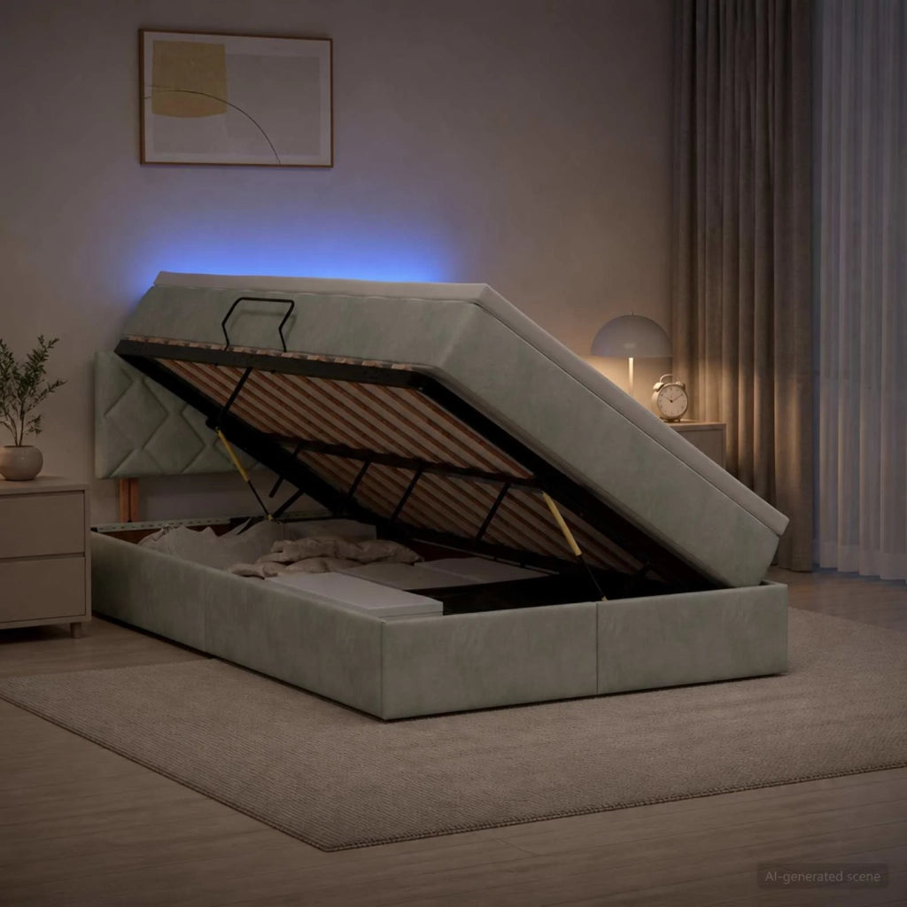Letto con contenitore LED e materasso Grigio Chiaro 3459300