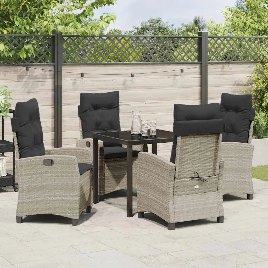 Set da Pranzo per Giardino 5 pcs Grigio chiaro polyrattan