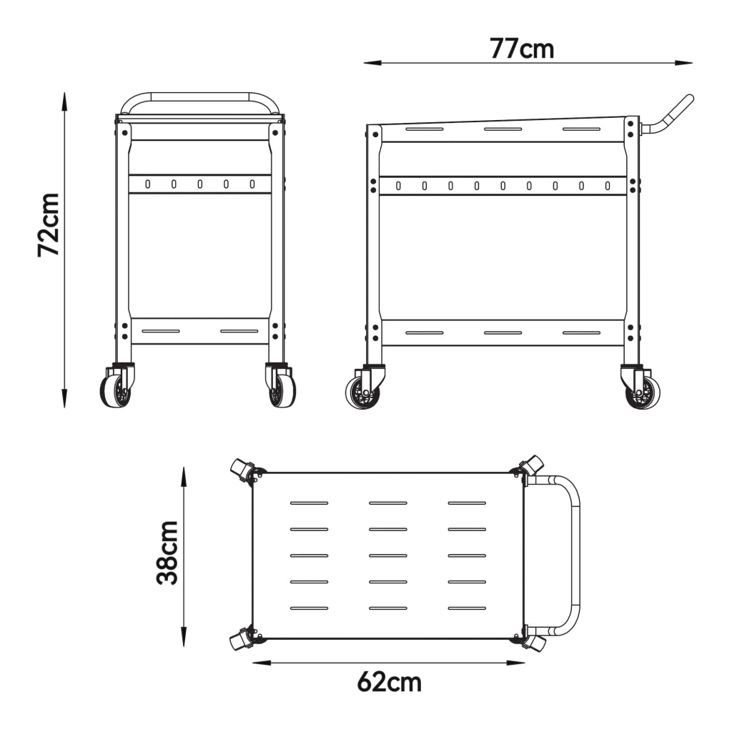 Carrello di servizio carrello da cucina/soggiorno mobile contenitore per esterni barra in acciaio 72 x 77 x 38 cm nero 03_0009222