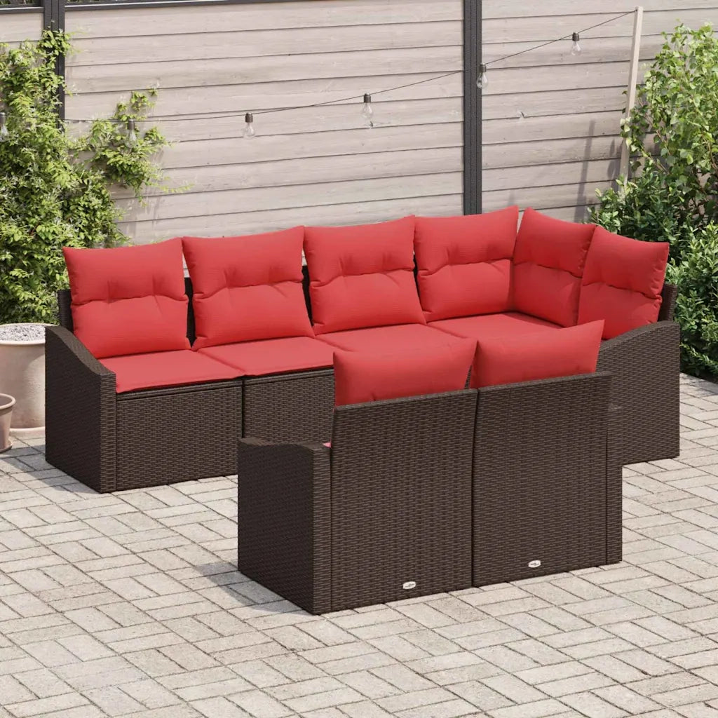 Set di divani 7 pz Marrone polyrattan 3346764