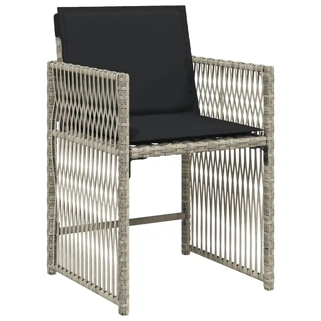 Set da Pranzo da Giardino 17pz con Cuscini Grigio in Polyrattan 3211787