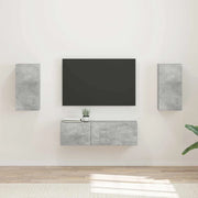 Set di Mobiletto da TV a Parete 4 pz-Credenza per TV sospesa Grigio cemento 726588