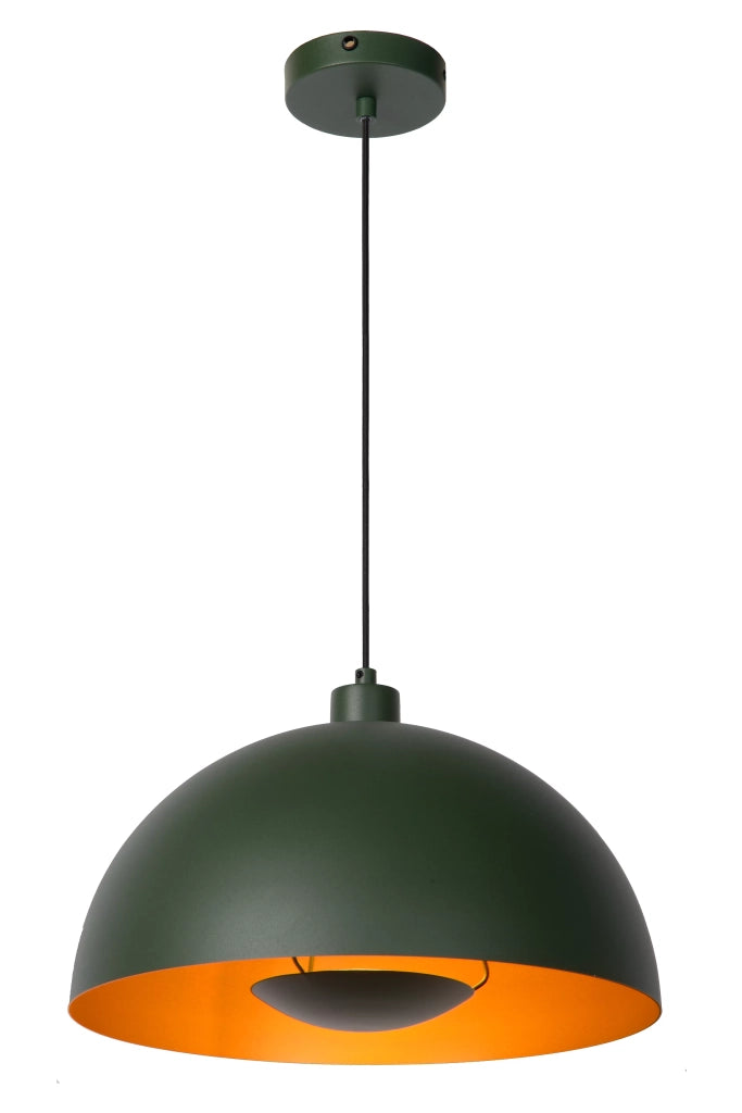 Lampada a sospensione verde interno oro Siemon E27 Lucide