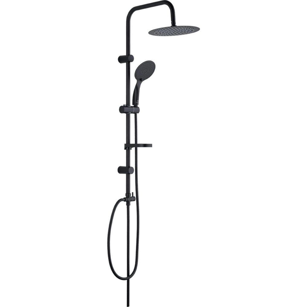 Trade Shop - Colonna Doccia Saliscendi Altezza Regolabile Set Completo Soffione Doccetta Nero -