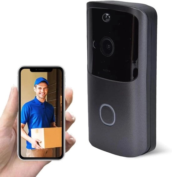 Videocamera di sicurezza con Wi-Fi, deurbel con suono 720P HD, audio bidirezionale, rilevamento movimento PIR, installazione pendente, 8 mesi di autonomia in modalità standby - videocamera di sicurezza con Wi-Fi.