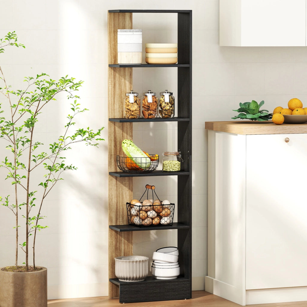 Libreria 5 Ripiani Aperti ¨C Xylo ¨C Nero e Rovere 45x21x170cm