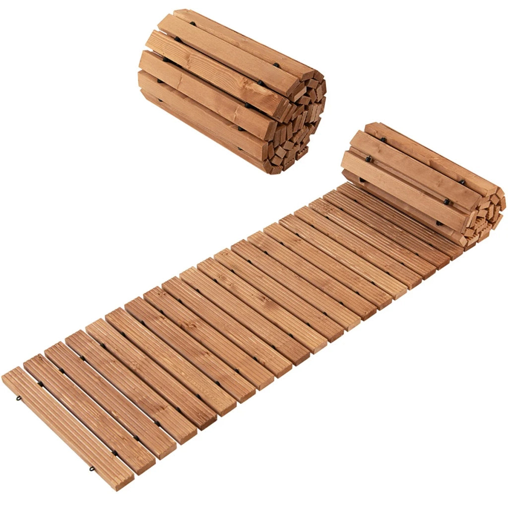 Percorso da giardino in legno 245 x 43 x 2 cm antiscivolo per uso esterno design naturale 20_0019613