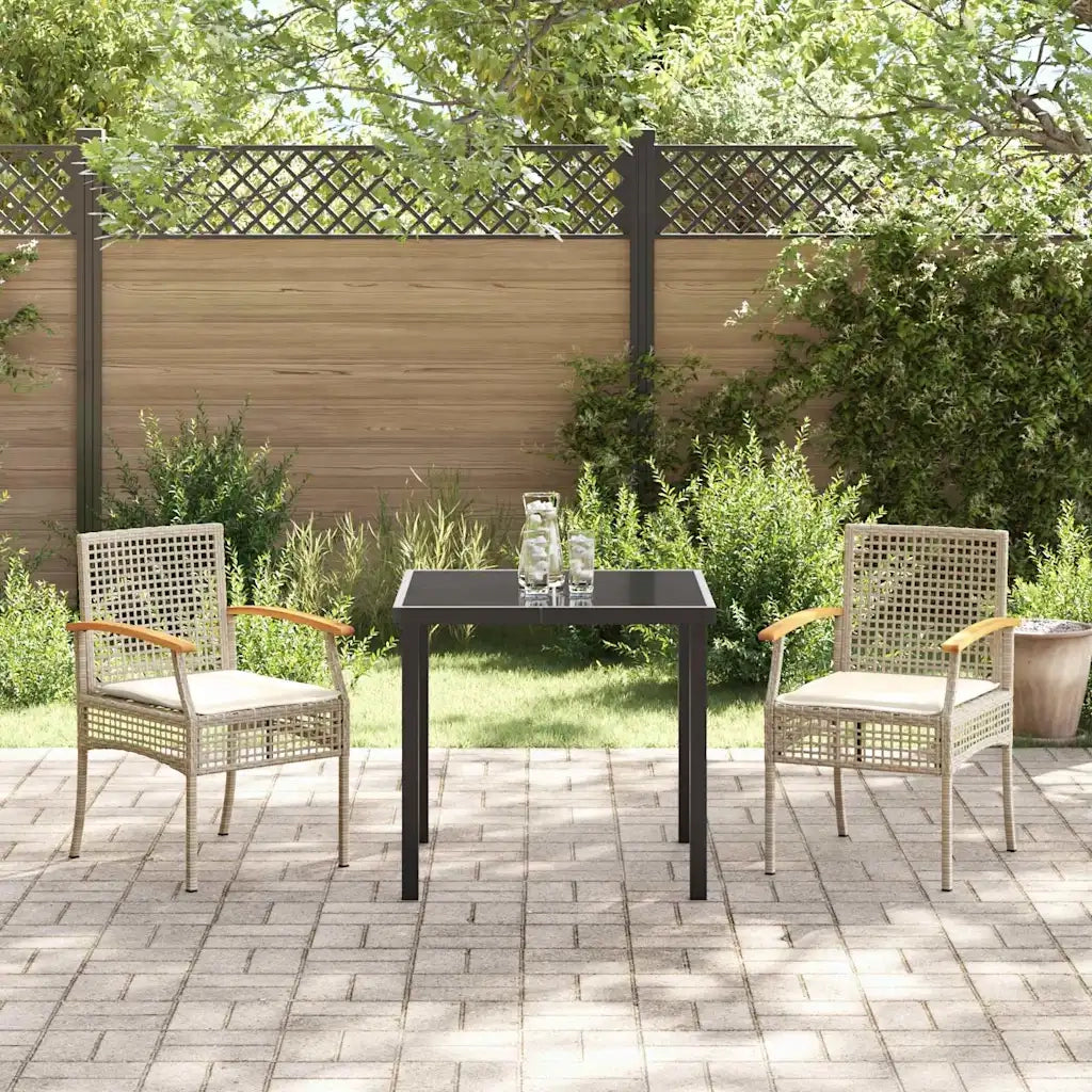 Set da Pranzo per Giardino 3 pcs Beige polyrattan