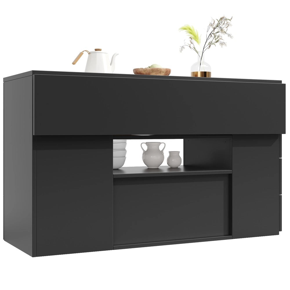 Isola Cucina con Sgabelli e Cassetti ¨C Xylo ¨C Bianco/Nero, 140x40x89 cm