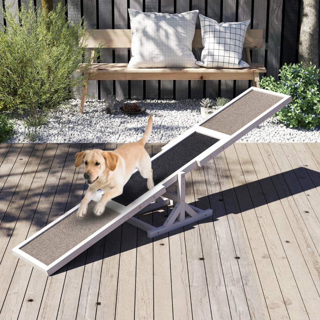 Set di esercizi e giochi per cani giocattolo da esterno per allenamento dell'equilibrio, Altalena per agility cane per animali Bianco